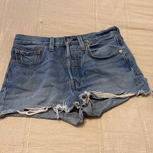Classic Blue Distressed Jean Shorts